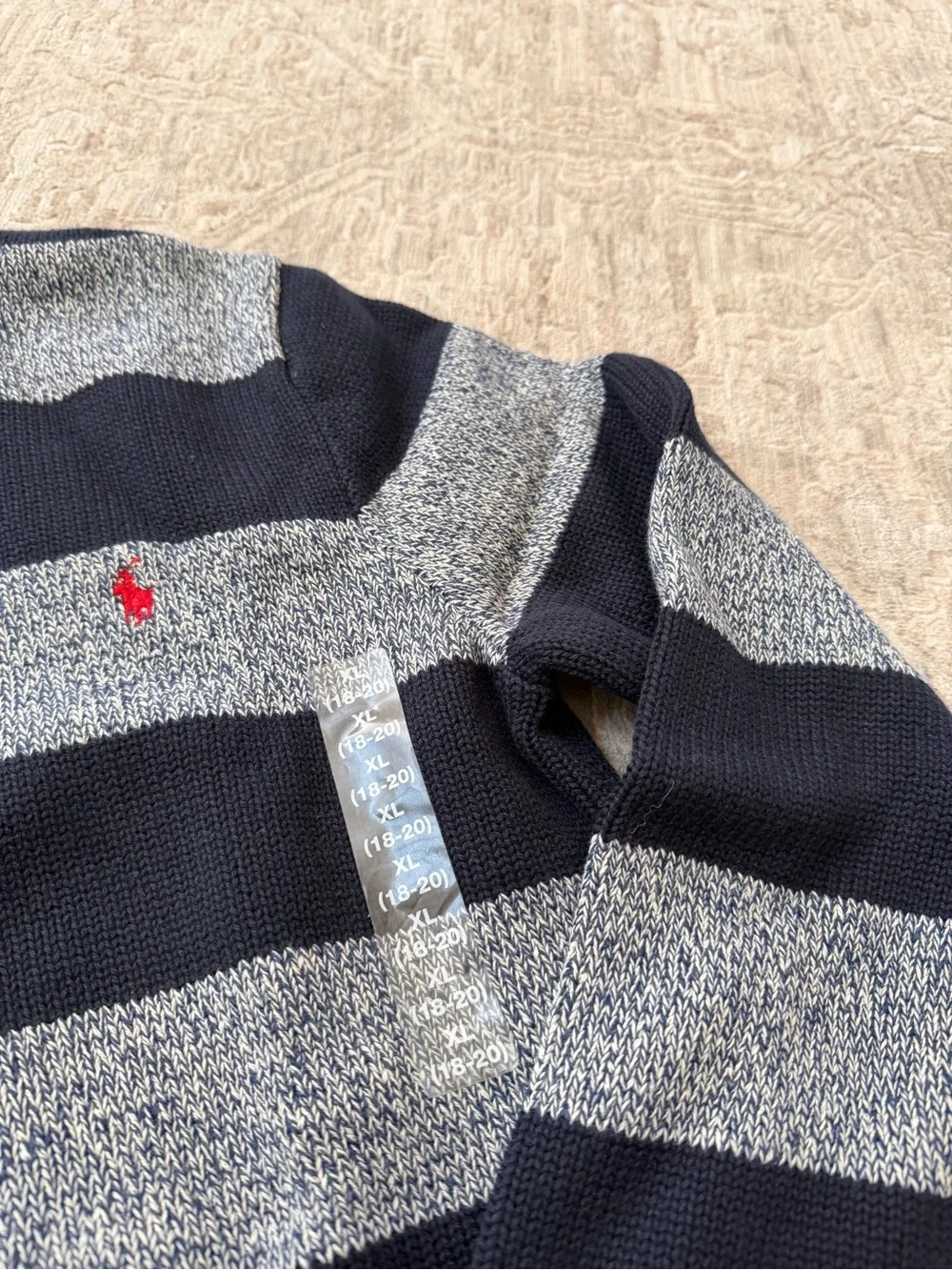 Polo Ralph Lauren Boys XL 18-20 Cotton Striped Mockneck Sweater NWT